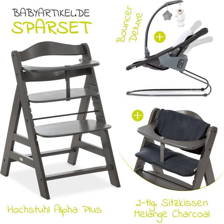 Actual product image Hauck Highchairs Alpha Charcoal Selectline Newborn Set Deluxe - 4 pcs. (Highchair)