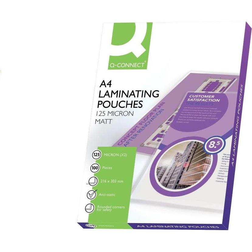 Q-Connect, Laminierfolie, Laminierfolientasche A4 (A4, 100 Stück, 125 µm)