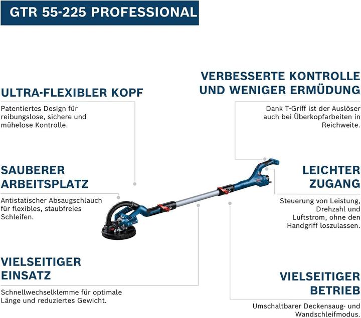 Produktbild Bosch Professional Trockenbauschleifer GTR 55-225 Professional (Exzenterschleifer, 550 W)