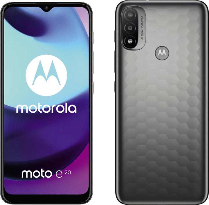 Actual product image Motorola Moto e20 (32 GB, Graphite gray, 6.50", Hybrid Dual SIM, 13 Mpx, 4G)