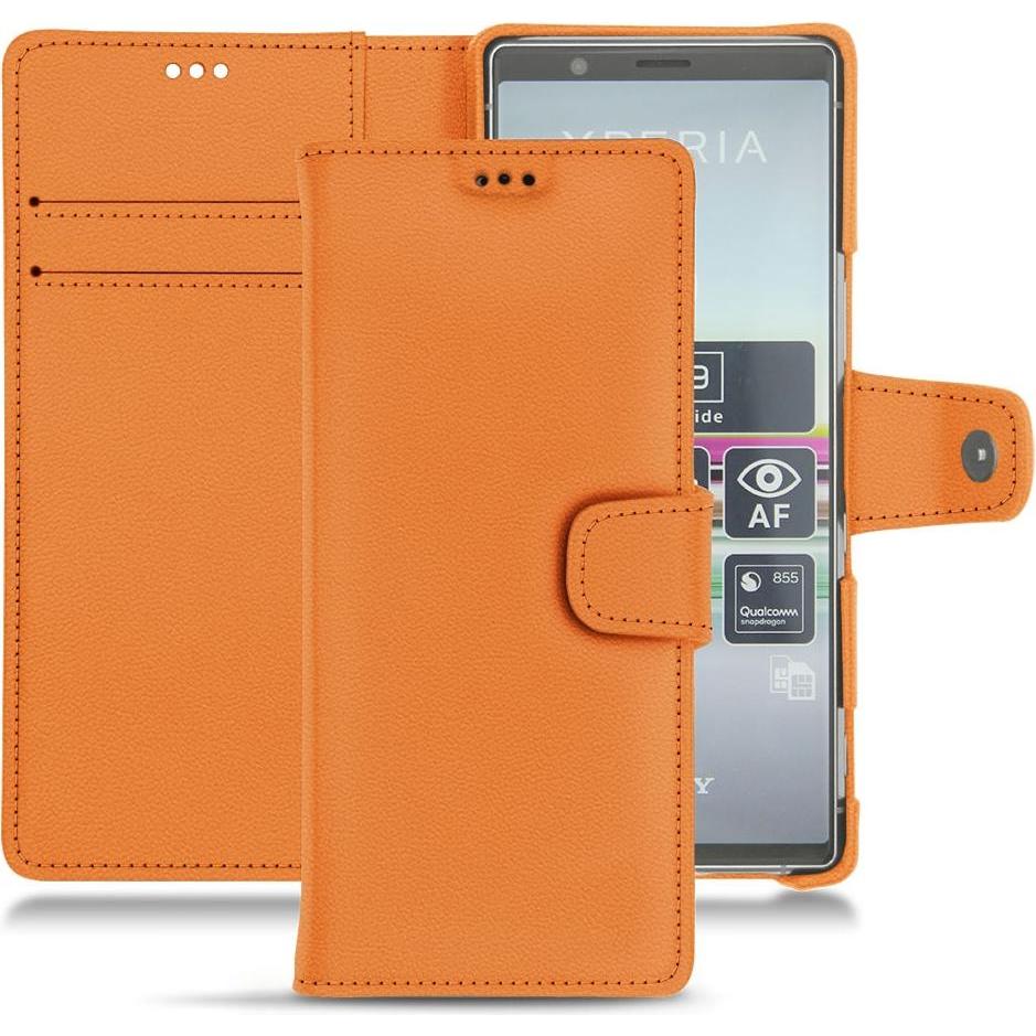 Noreve Lederschutzhülle Wallet (Sony Xperia 5), Smartphone Hülle, Orange