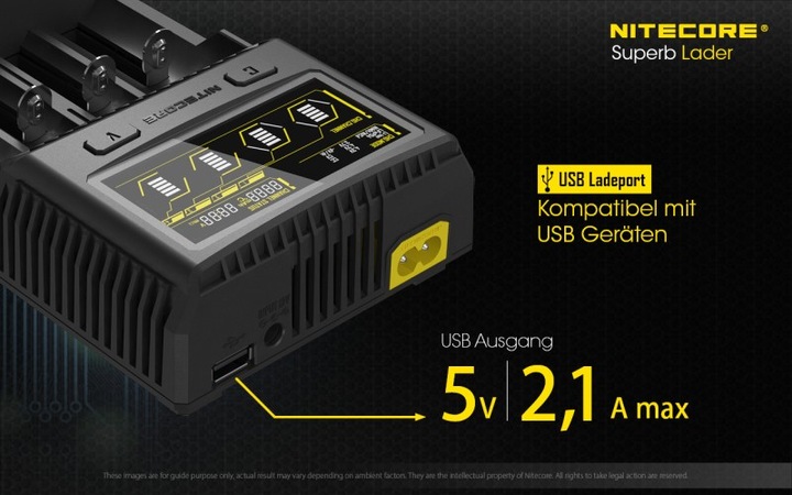 Actual product image Nitecore SC4 - Quick charger (1 pcs., 14500, 16340, 18650, 26650, Battery + charger)
