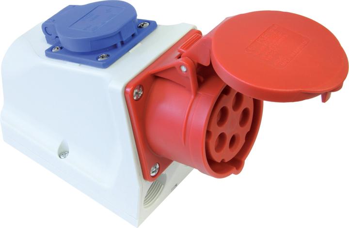 Produktbild PCE Kombi-CEE-Steckdose 32A 400V 3P+Z+N 230V mit Stiftverdrahtung IP44 9225-6F.