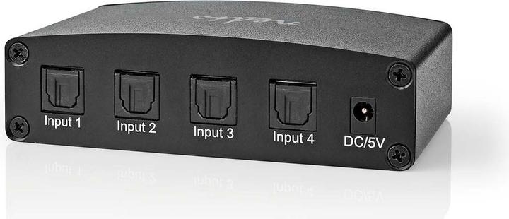Produktbild Nedis Digital-Audio-Switch | 4-Wege | Anschlüsse – Eingang: DC Power / 4x TosLink | Anschlüsse – Aus