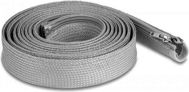 Produktbild Delock Geflechtschlauch mit Reissverschluss hitzebeständig 3 m x 20 mm grau (Kabelschlauch, 300 cm)