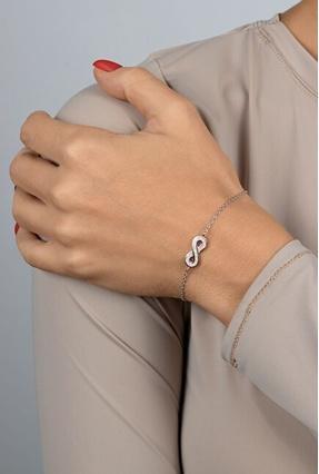 Actual product image Brilio Silver - Silver Bracelet with Pink Opal Infinity BRC208WP