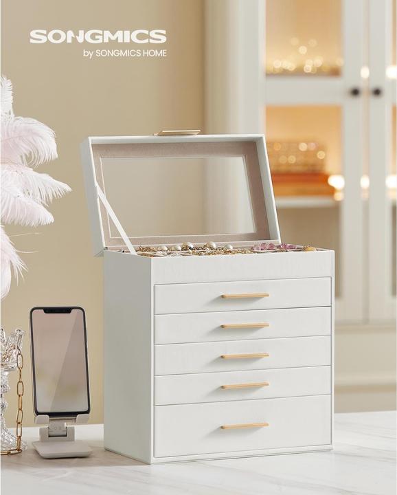 Actual product image Songmics Schmuckhalter 6 Ebenen Weiss