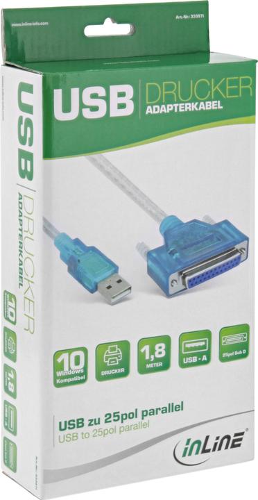 Actual product image InLine USB to 25pin parallel (1.80 m, Parallel (printer))