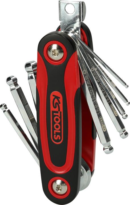 Image du produit KS Tools Clé coudée dans un support pliable, six pans creux à tête sphérique, 8 éléments.