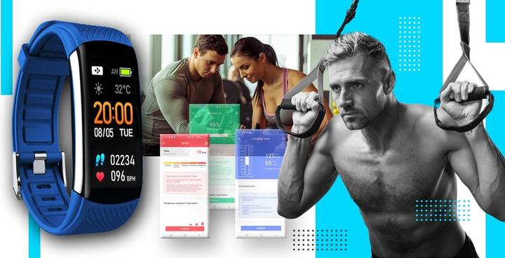 Actual product image Giewont Smart bracelet GW200-7, Black, additional blue bracelet