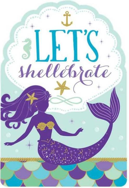 Produktbild Amscan 8 Einladungskarten Mermaid Wishes (6 Stk.)
