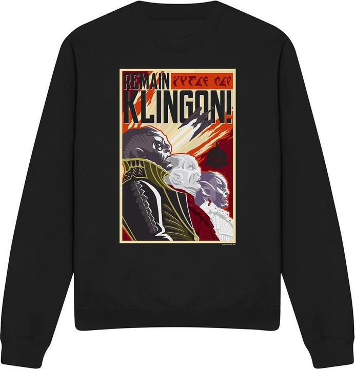 Actual product image Universal Textiles Unisex Adult Remain Klingon Poster Sweatshirt (M)