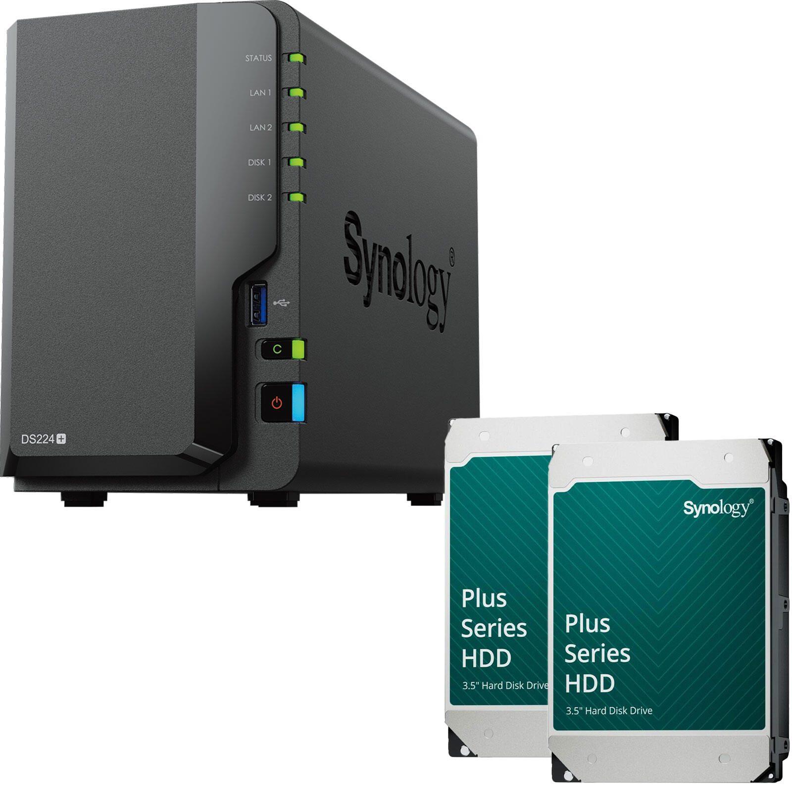 Synology DiskStation DS224+ 2 Einschübe NAS-Server Leergehäuse (DS224+) + 2x 12TB (24TB) Synolog... 