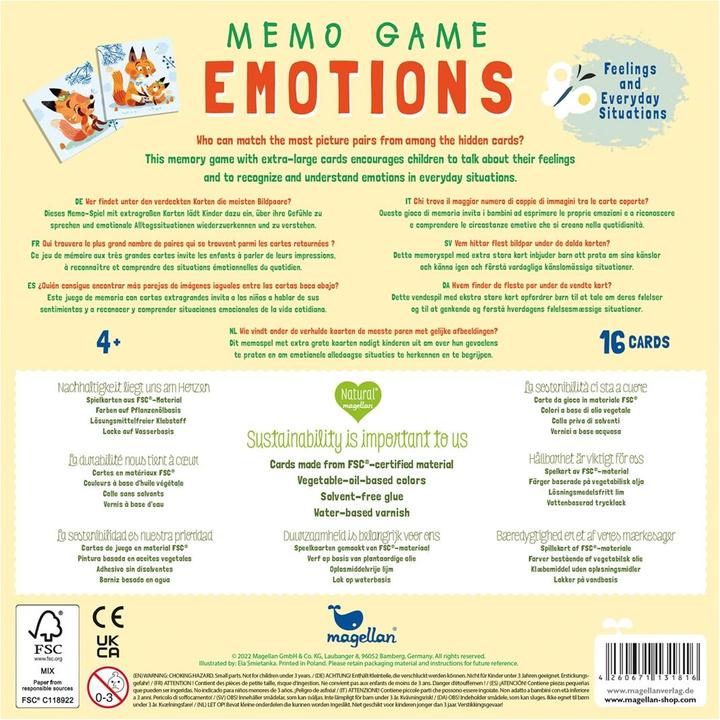 Nährwerte und Zutaten Memo Game - Emotions (Deutsch, Englisch, 2 - 4 Spieler)
