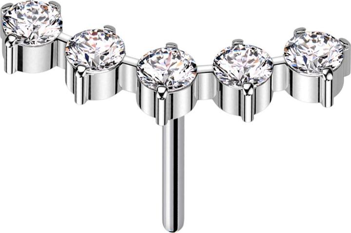 Immagine prodotto Star Piercing Threadless argento curvo cinque cristalli rotondi argento (senza ottone, Titanio)