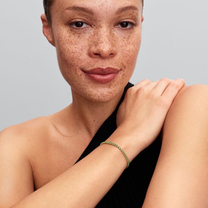 Actual product image Pandora Funkelndes Grünes Tennisarmband (16 cm, Metal, Gold plated)