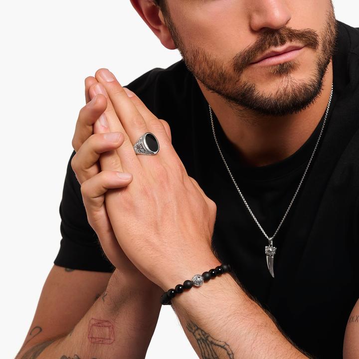 Immagine prodotto Thomas Sabo Anello con onice nera annerita in argento (52, 925 Argento)