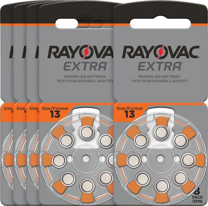 Produktbild Rayovac 5er-Set HÃ¶rgerÃ¤te Batterien Typ 13, orange, Zn/Luft 1,45 Volt 290 mAh, 40er-Pack (40 Stk., 310 mAh)
