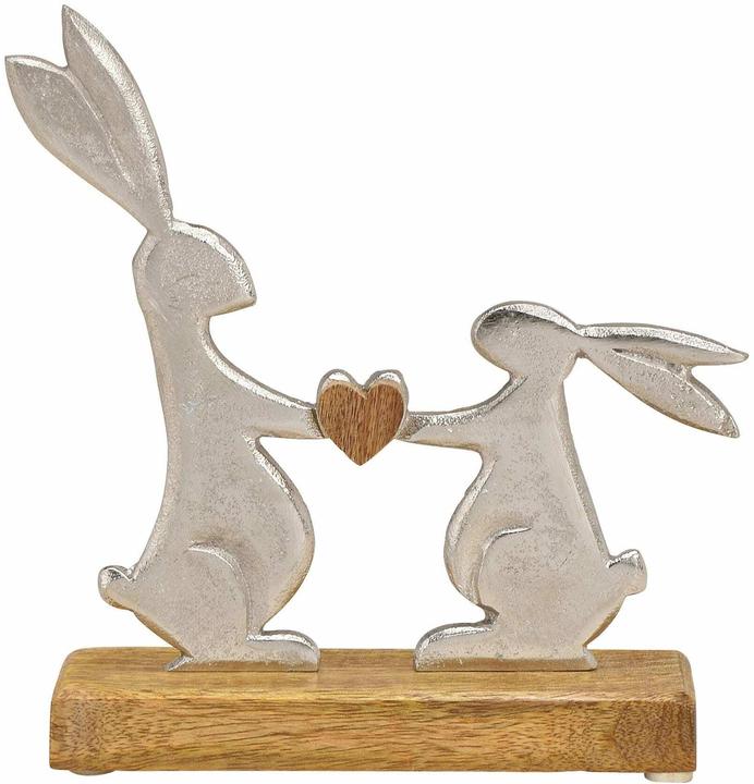 G. Wurm Présentoir Lapin avec coeur 20 cm, brun/argenté (1 x, 5,5 x 20 x 20 cm)