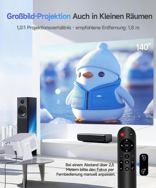 Produktbild Alwtniet Mini Beamer mit Android 14 (Full HD, 600 lm)