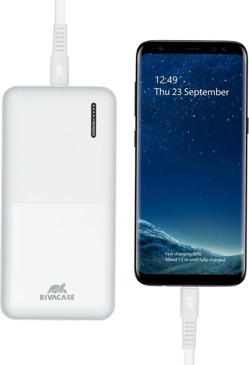 Produktbild Rivacase POWER BANK USB 20000 mAh/VA2572 Baltas (20000 mAh, 20 W, 74 Wh)