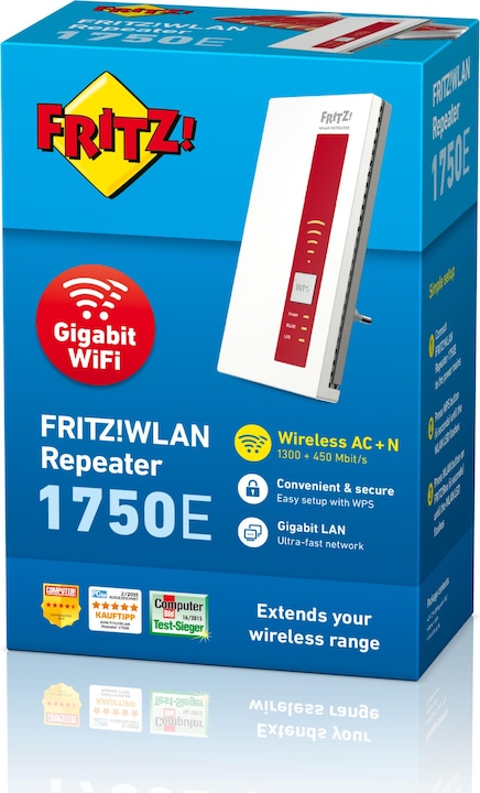 Produktbild AVM FRITZ!WLAN Repeater 1750E (1300 Mbit/s, 450 Mbit/s)