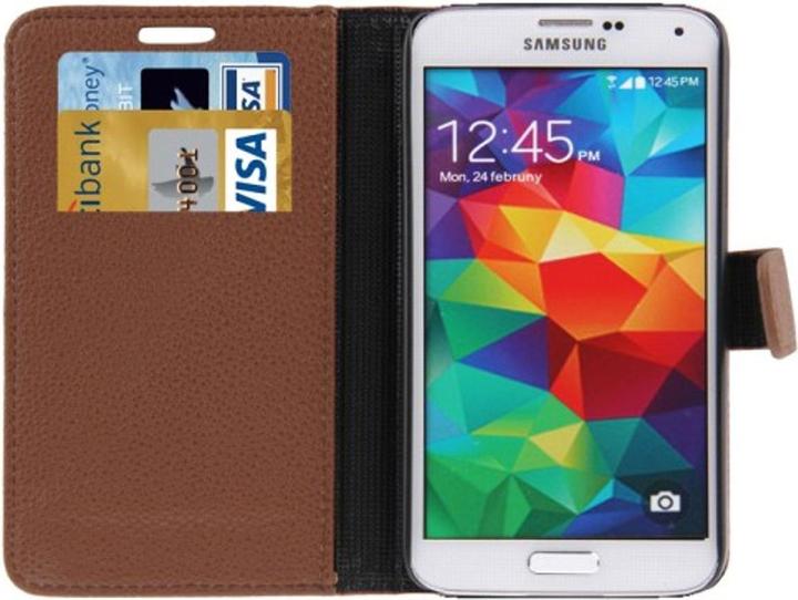 Produktbild König Design Schutzhülle Handytasche (Flip Quer) für Handy Samsung Galaxy S5 / S5 Neo Braun (Samsung Galaxy S5, Samsung Galaxy S5 Neo)