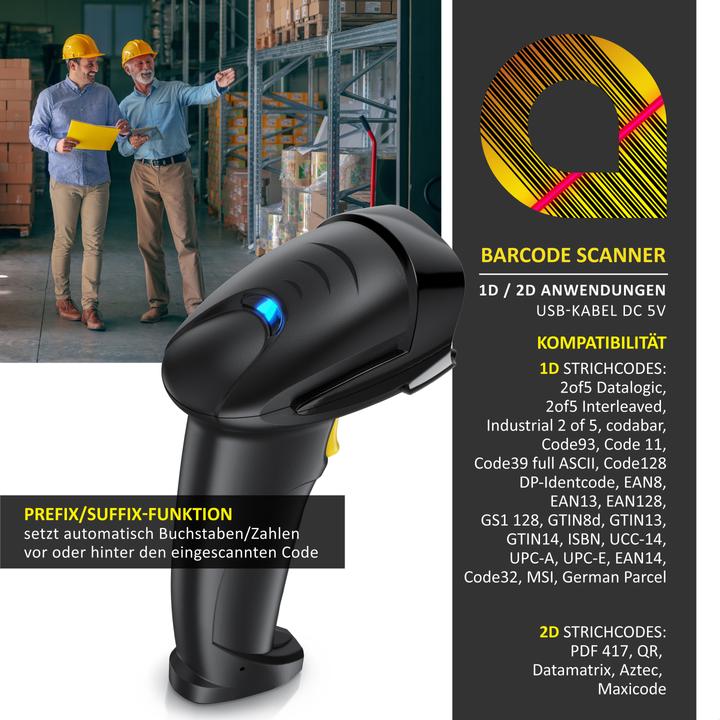 Produktbild Aplic Barcodescanner USB, 2D, manuell/auto QR-Code/Barcode, mit Standhalter Handscanner, Plug & Play (1D-Barcodes, 2D-Barcodes)