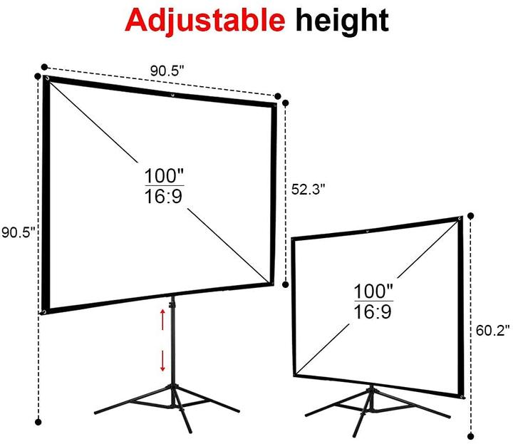 Actual product image Getco Tech Screen with stand, 100 inch, portable