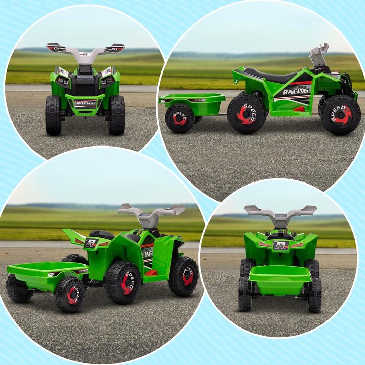Immagine prodotto Homcom Quad per bambini, ricaricabile, 2,5 km/h, con rimorchio, 50 minuti di guida, per bambini da 1,5 a 3 (6 V)