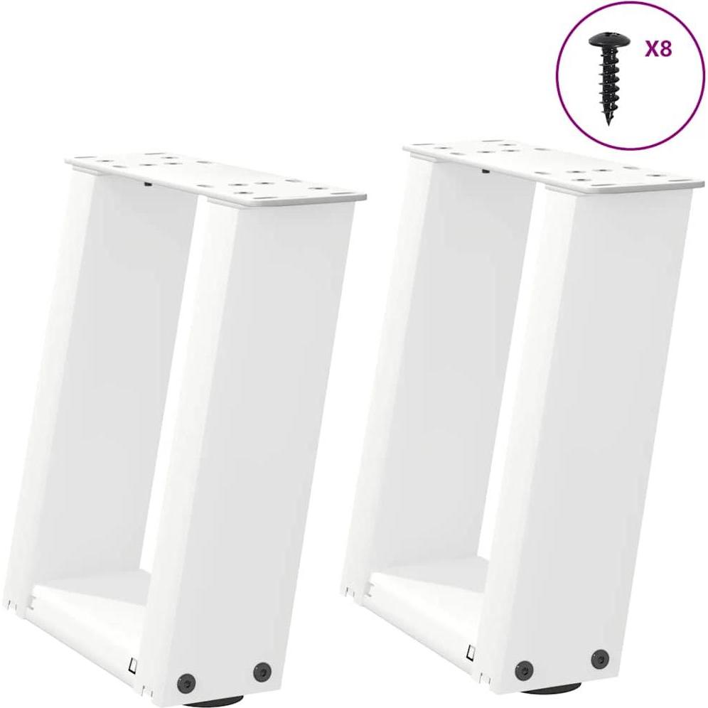 Thumbnail - VidaXL, Tischbeine + Tischgestell, Couchtischbeine U-Form 2 Stk. Weiss 30x(30-31) cm Stahl Tischbein