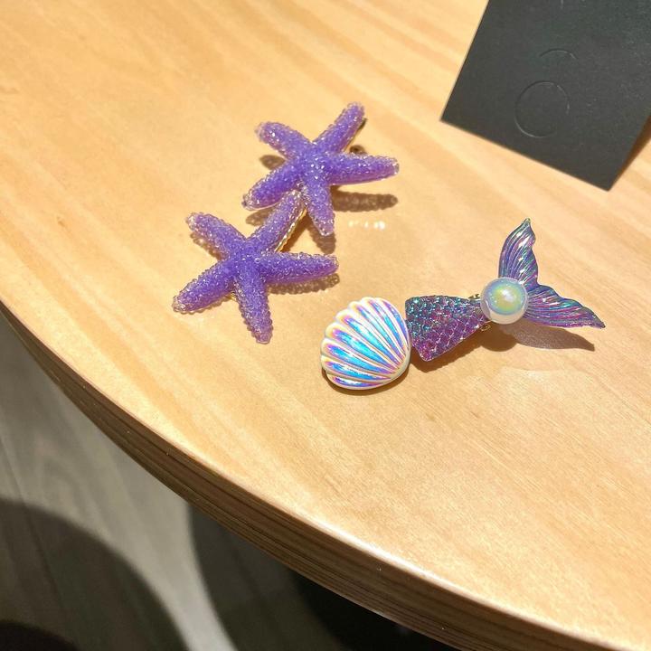 Immagine prodotto Activity Board Cute Candy Color Shell Mermaid Sugar Starfish Hair Clip Bangs Clip High-End Side Clip Hairpin