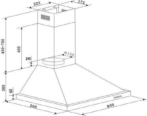 Actual product image PKM Dunsthaube 9090-2H (Wall hood)