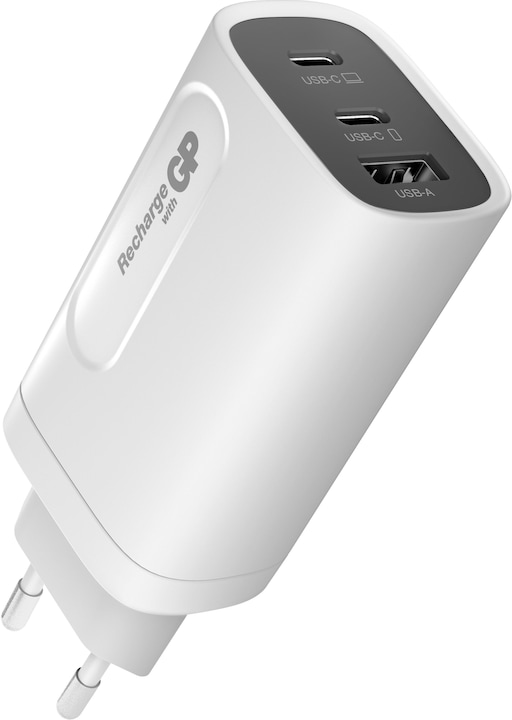 Produktbild GP Batteries GP GaN USB Schnelladeadapter 65W PD 2xUSB-C & 1xUSB-A weiss (65 W)