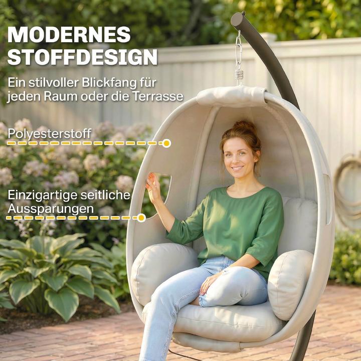 Produktbild Outsunny Hängesessel Verzinkter Stahl, Polyester Hellgrau