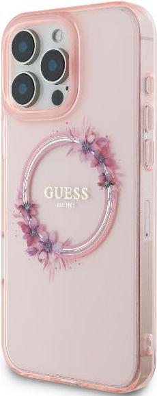 Immagine prodotto Guess GUHMP16LHFWFCP iPhone 16 Pro 6,3" różowy/rosa custodia rigida IML Flowers Wreath MagSafe (Apple iPhone 16 Pro)