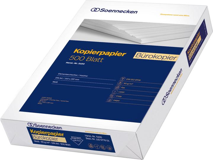Soennecken Carta copiativa Office Copier 5100 DIN A4 80g bianco 500 fogli/confezione (80 g/m², 500 x, A4)