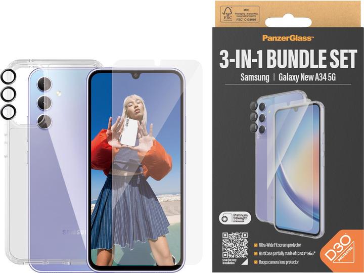 Produktbild PanzerGlass Bundle Ultra Wide FIt Glass + Case + Lens (1 Stück, Samsung Galaxy A35)