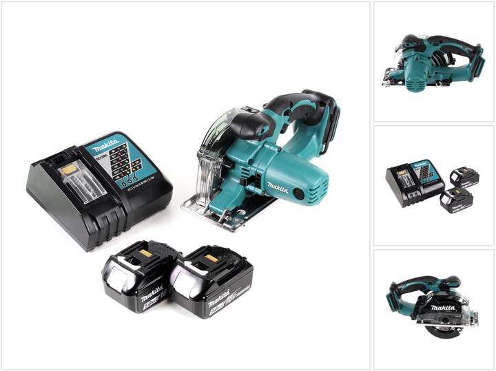 Makita DCS 552 RT 18 V batteria metallo sega circolare 136 mm + 2x 5.0 Ah batteria e caricatore + lama e S
