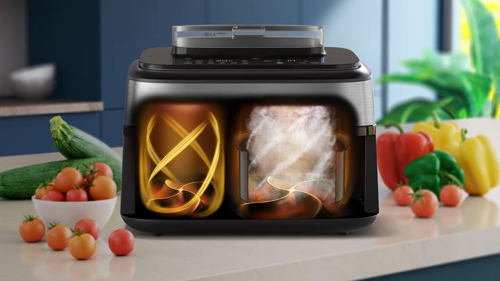 Actual product image Philips Steam Airfryer Dual Basket NA555/09