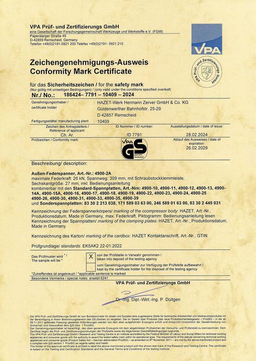 Produktbild HAZET Sicherheits-Federspanner-Satz 4900-2A/3