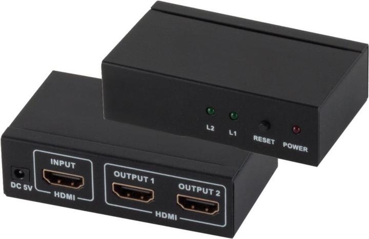 Actual product image Shiverpeaks S/CONN maximum connectivity HDMI distributor, 1 x IN 2 x OUT with power supply unit, 4K2K, 3D,