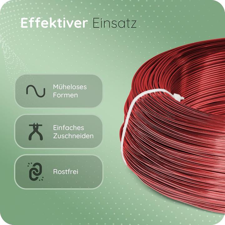 Image du produit Novaliv 60 Meter Aluminiumdraht 2mm Rot, Basteldraht ideal als Biegedraht zum basteln, Vielseitig fü (60 m)
