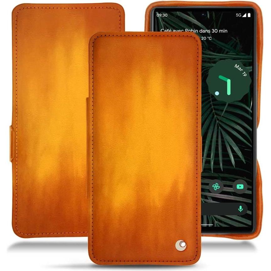 Noreve Lederschutzhülle horizontal (Google Pixel 6 Pro), Smartphone Hülle, Orange