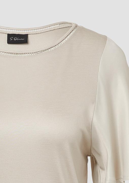 Produktbild S.Oliver T-Shirt Viskose-T-Shirt mit Rundhalsausschnitt und Satin-Ärmeln (42)