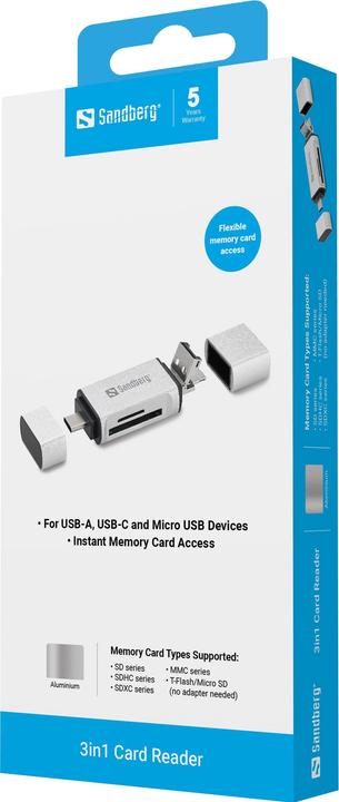 Produktbild Sandberg Card Reader USB-C+USB+MicroUSB (USB-C, Micro USB, USB)