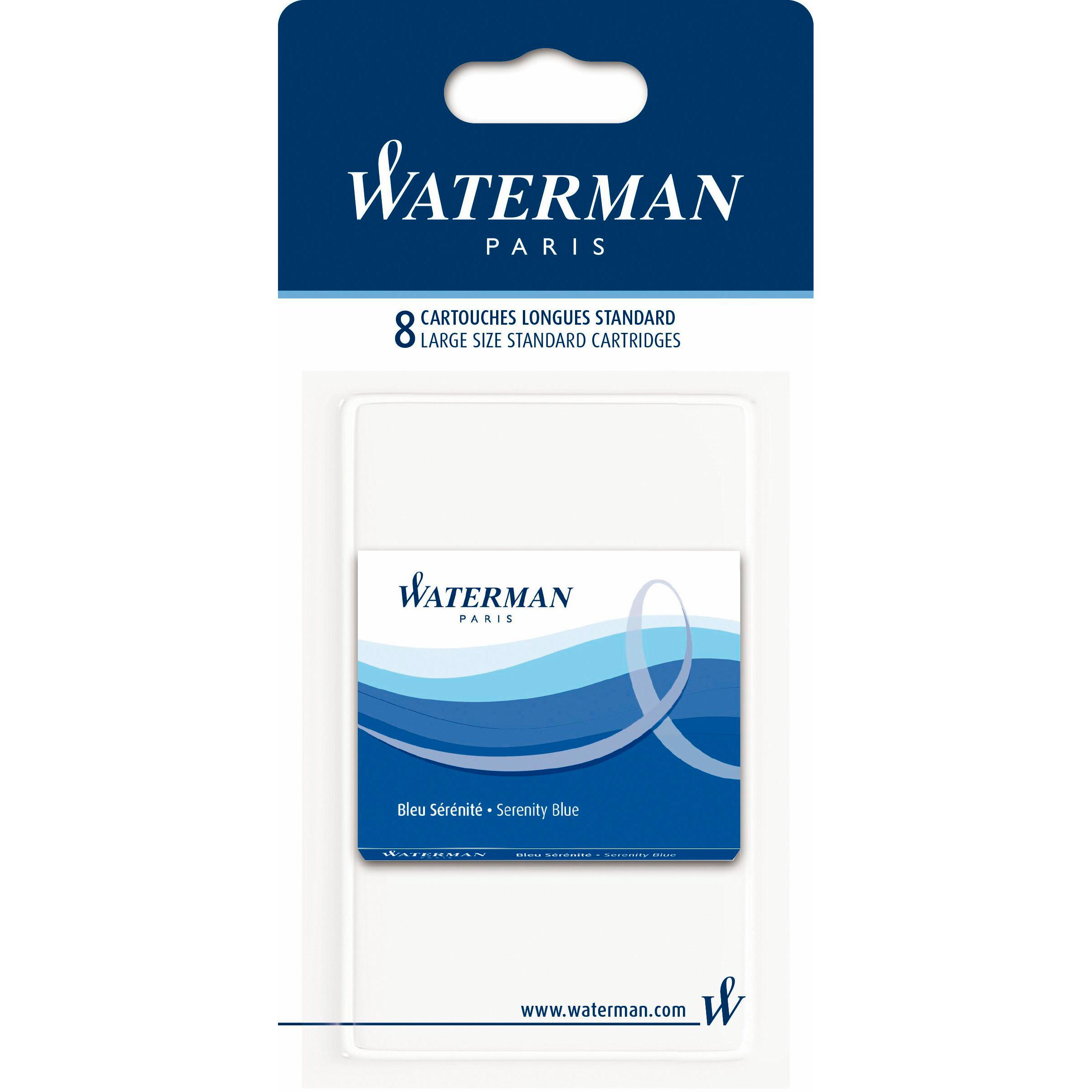 Waterman, Cartucce di ricambio, Serenità (8 pz., Blu, 0.40 mm)
