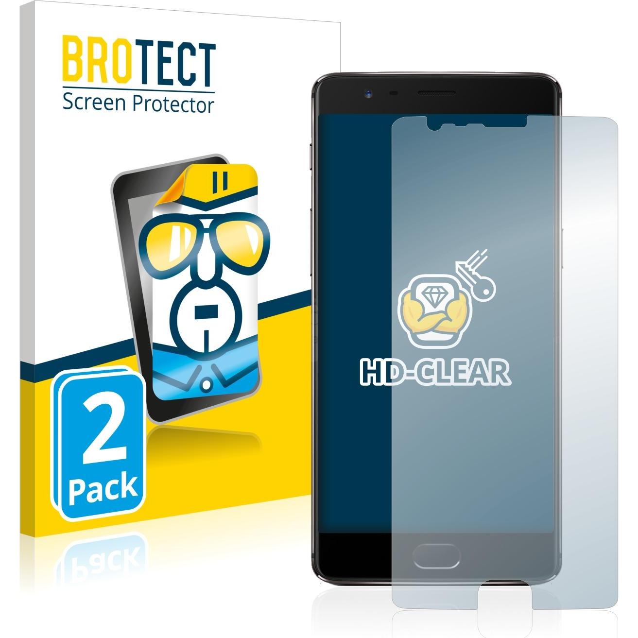 BROTECT Schutzfolie Displayschutz Klar (2 Stück, OnePlus 3T), Smartphone Schutzfolie, Transparent