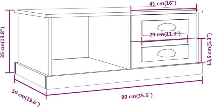 Image du produit vidaXL Couchtisch (90 x 50 x 35 cm)