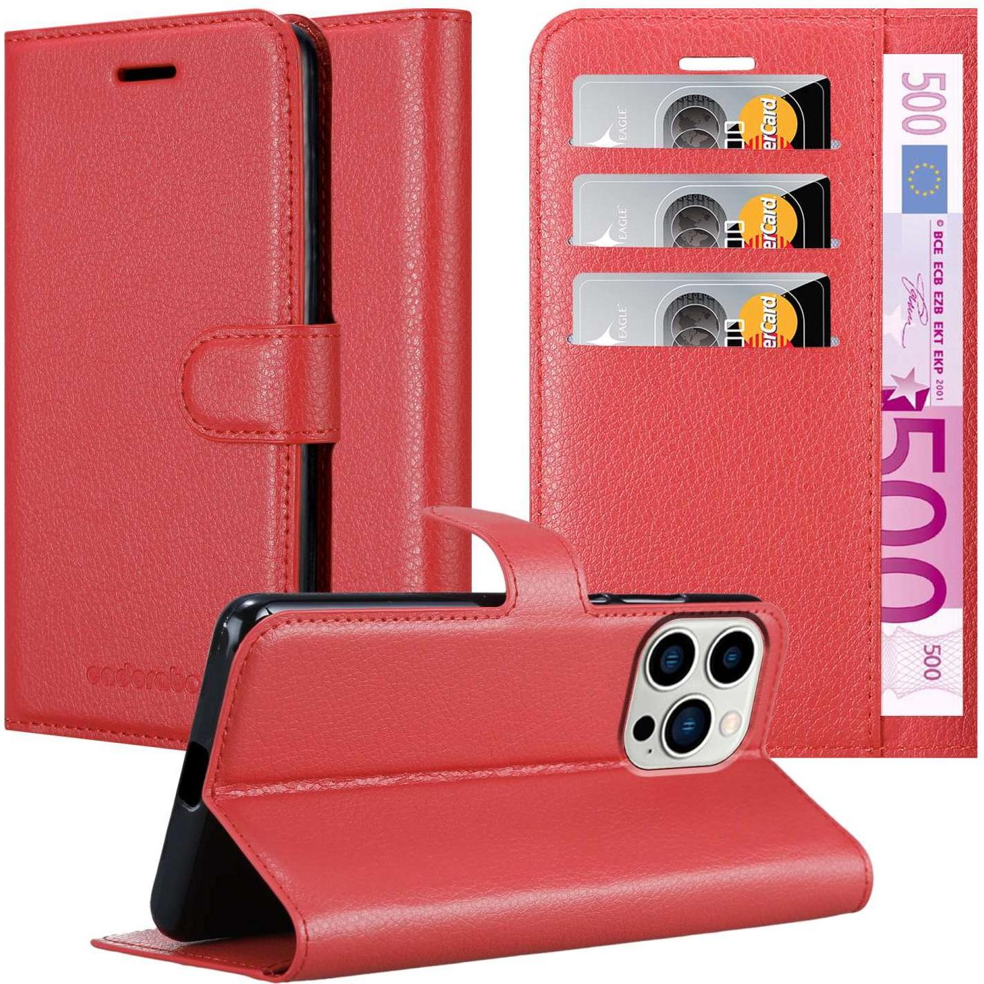 Cadorabo Hülle für Apple iPhone 14 PRO im Book Stand Style (Apple iPhone 14 Pro), Smartphone Hülle, Rot